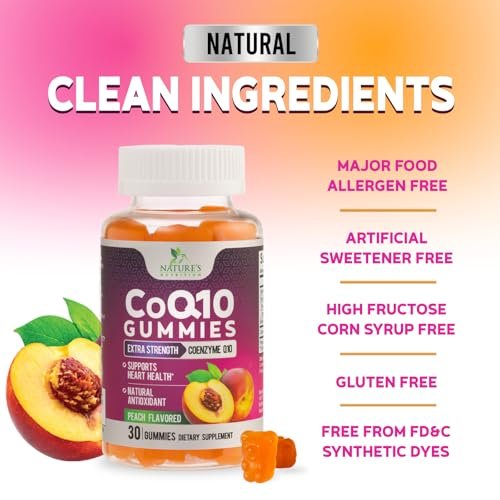 CoQ10 Gummis - Coenzym Q10 100mg pro Portion - 3-fache Stärke, hohe Absorption, Antioxidans-Ergänzung für Herzunterstützung & Energieproduktion - 30 Gummis