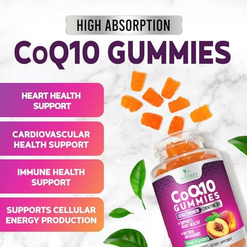 CoQ10 Gummis - Coenzym Q10 100mg pro Portion - 3-fache Stärke, hohe Absorption, Antioxidans-Ergänzung für Herzunterstützung & Energieproduktion - 30 Gummis