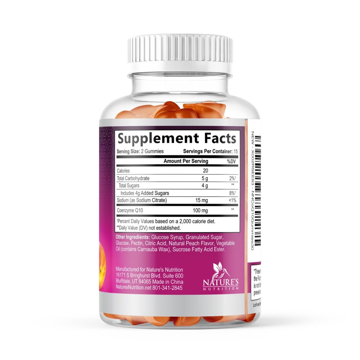 CoQ10 Gummis - Coenzym Q10 100mg pro Portion - 3-fache Stärke, hohe Absorption, Antioxidans-Ergänzung für Herzunterstützung & Energieproduktion - 30 Gummis