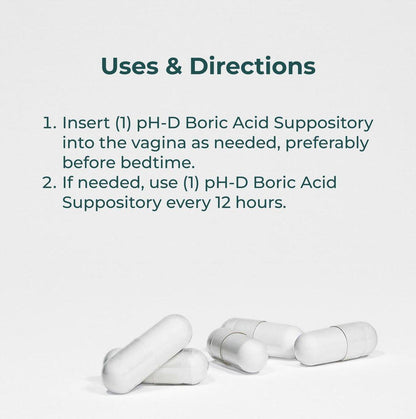 pH-D Feminine Health Support – 600 mg Borsäure-Zäpfchen – Frauen geführt – gegen Vaginalgeruch – 12 Stück