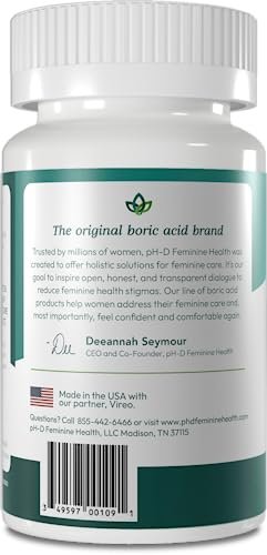 pH-D Feminine Health Support – 600 mg Borsäure-Zäpfchen für vaginale Frische – 36 Stück