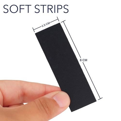 URSA Tape Soft Strips Blasenpflaster - 30er-Pack (Schwarz) | Dehnbares Moleskin-Gewebeband | Hochbelastbare Blasenschutzstreifen | Rückstandsfreie Pflaster für Füße & Körper | Klebepolsterung | 3,14 x 0,98 Zoll