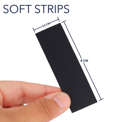 URSA Tape Soft Strips Blasenpflaster - 30er-Pack (Schwarz) | Dehnbares Moleskin-Gewebeband | Hochbelastbare Blasenschutzstreifen | Rückstandsfreie Pflaster für Füße & Körper | Klebepolsterung | 3,14 x 0,98 Zoll