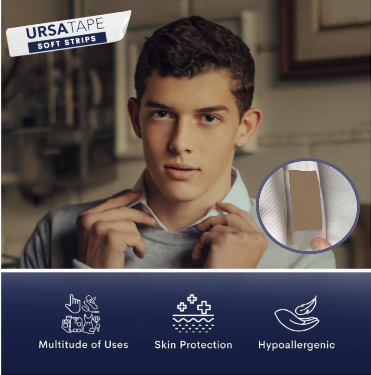 URSA Tape Soft Strips – 30er Pack (Beige) | Dehnbares Moleskin-Pflasterband | Hochbelastbare Blasenprävention | Rückstandsfreie Pflaster für Füße & Körper | Klebepolster | 3,14 x 0,98 Zoll