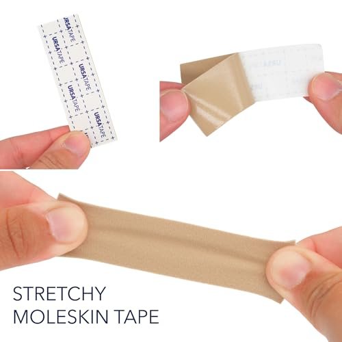 URSA Tape Soft Strips – 30er Pack (Beige) | Dehnbares Moleskin-Pflasterband | Hochbelastbare Blasenprävention | Rückstandsfreie Pflaster für Füße & Körper | Klebepolster | 3,14 x 0,98 Zoll