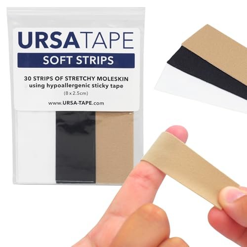 URSA Tape Soft Strips – 12er-Pack (Mehrfarbig) | Dehnbare Moleskin-Pflaster | Hochbelastbare Blasenprävention | Keine Rückstände | 3,14 x 0,98 Zoll