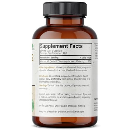 Futurebiotics Vitamin K2 als MK-7 100 µg – Unterstützt starke Knochen, Nicht-GMO, 100 vegetarische Kapseln