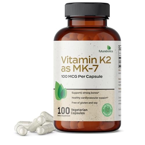 Futurebiotics Vitamin K2 als MK-7 100 µg – Unterstützt starke Knochen, Nicht-GMO, 100 vegetarische Kapseln