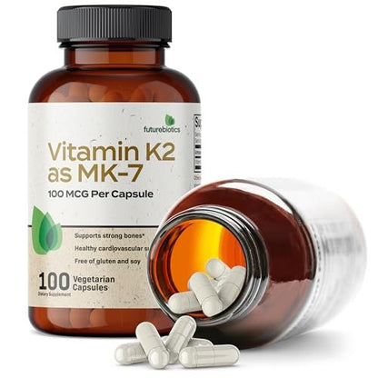 Futurebiotics Vitamin K2 als MK-7 100 µg – Unterstützt starke Knochen, Nicht-GMO, 100 vegetarische Kapseln