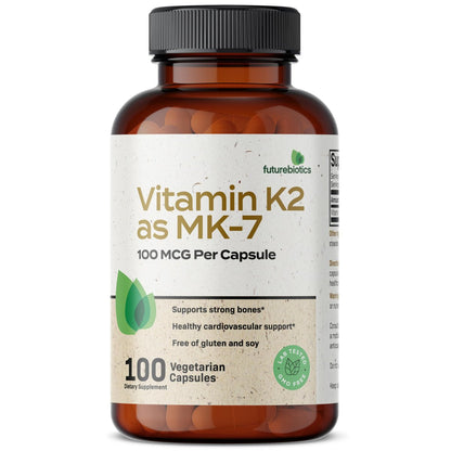 Futurebiotics Vitamin K2 als MK-7 100 µg – Unterstützt starke Knochen, Nicht-GMO, 100 vegetarische Kapseln