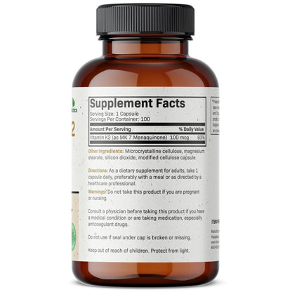 Futurebiotics Vitamin K2 als MK-7 100 µg – Unterstützt starke Knochen, Nicht-GMO, 100 vegetarische Kapseln