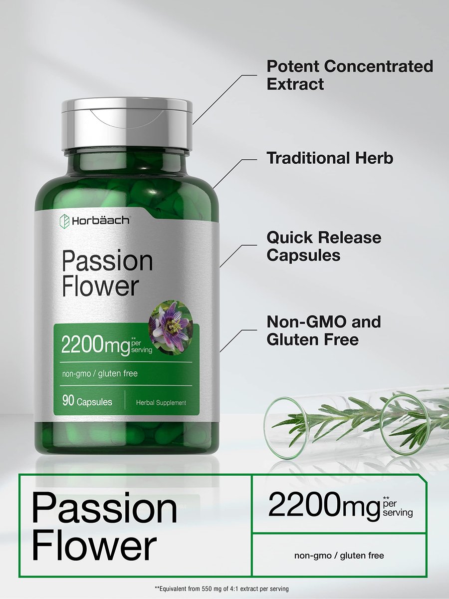 Horbäach Passionsblumen Kapseln | 90 Stück | Nicht-GVO & Glutenfrei | Nahrungsergänzungsmittel