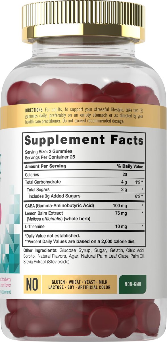 Carlyle Stress Support Gummis | 50 Stück | mit GABA & L-Theanin | Erdbeer-Zitronen-Geschmack | Für Frauen und Männer | Non-GMO & Glutenfrei