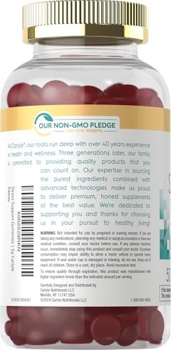 Carlyle Stress Support Gummis | 50 Stück | mit GABA & L-Theanin | Erdbeer-Zitronen-Geschmack | Für Frauen und Männer | Non-GMO & Glutenfrei