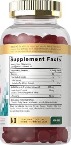 Carlyle Stress Support Gummis | 50 Stück | mit GABA & L-Theanin | Erdbeer-Zitronen-Geschmack | Für Frauen und Männer | Non-GMO & Glutenfrei