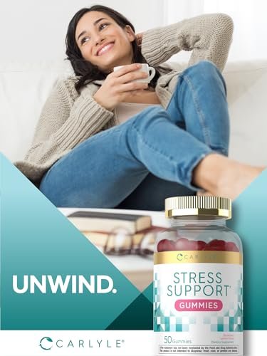 Carlyle Stress Support Gummis | 50 Stück | mit GABA & L-Theanin | Erdbeer-Zitronen-Geschmack | Für Frauen und Männer | Non-GMO & Glutenfrei