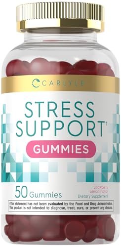 Carlyle Stress Support Gummis | 50 Stück | mit GABA & L-Theanin | Erdbeer-Zitronen-Geschmack | Für Frauen und Männer | Non-GMO & Glutenfrei