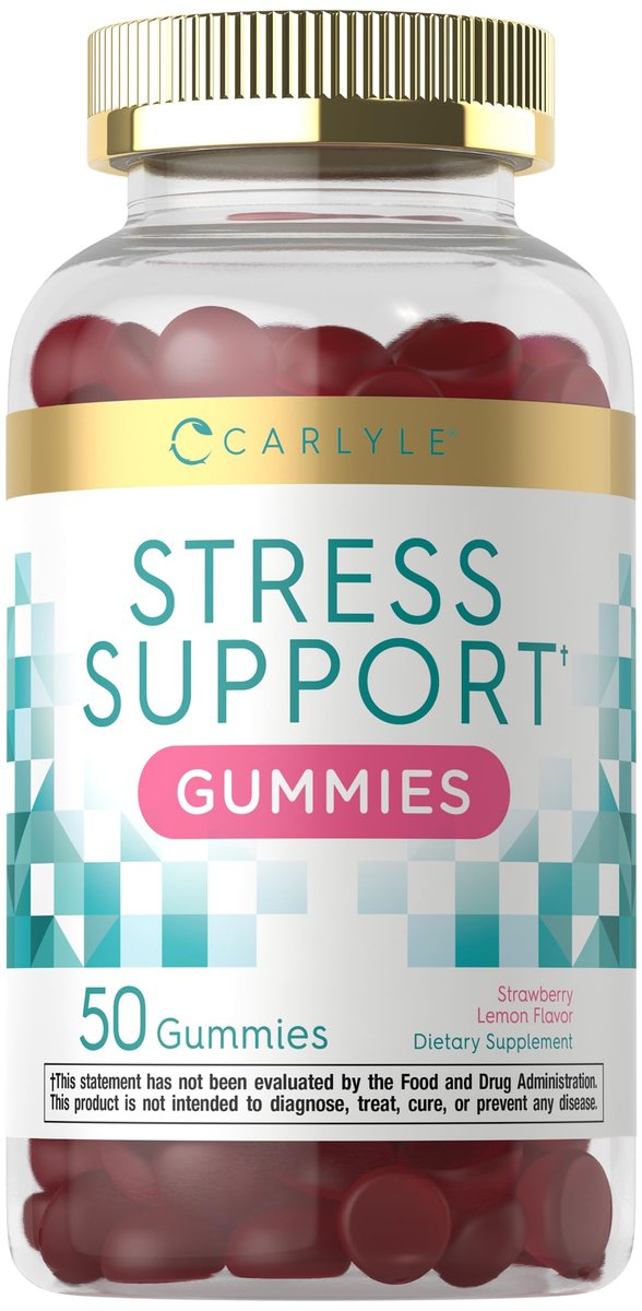 Carlyle Stress Support Gummis | 50 Stück | mit GABA & L-Theanin | Erdbeer-Zitronen-Geschmack | Für Frauen und Männer | Non-GMO & Glutenfrei