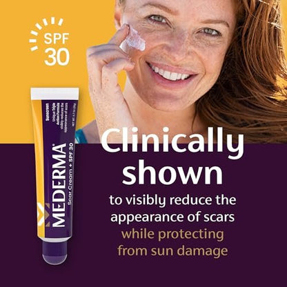 Mederma Narbencreme Plus SPF 30 - Fortschrittliche Narbenbehandlung, schützt vor Sonnenschäden, reduziert das Erscheinungsbild von Narben durch Akne, Verbrennungen, Operationen & Verletzungen, 20 g