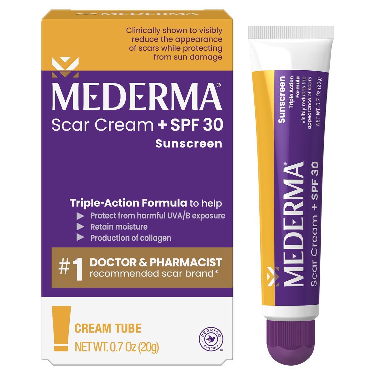 Mederma Narbencreme Plus SPF 30 - Fortschrittliche Narbenbehandlung, schützt vor Sonnenschäden, reduziert das Erscheinungsbild von Narben durch Akne, Verbrennungen, Operationen & Verletzungen, 20 g
