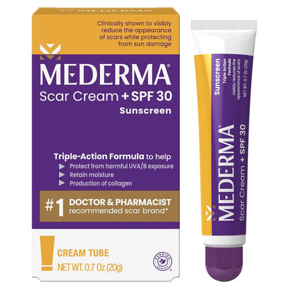 Mederma Narbencreme Plus SPF 30 - Fortschrittliche Narbenbehandlung, schützt vor Sonnenschäden, reduziert das Erscheinungsbild von Narben durch Akne, Verbrennungen, Operationen & Verletzungen, 20 g