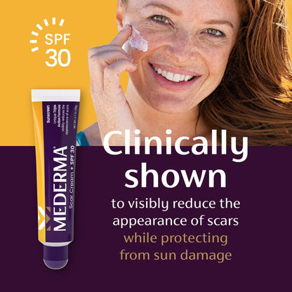 Mederma Narbencreme Plus SPF 30 - Fortschrittliche Narbenbehandlung, schützt vor Sonnenschäden, reduziert das Erscheinungsbild von Narben durch Akne, Verbrennungen, Operationen & Verletzungen, 20 g