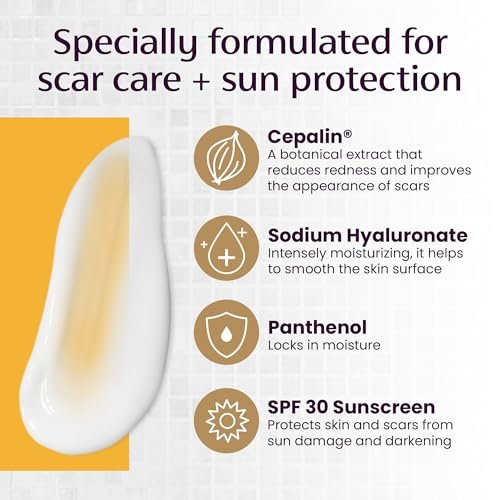 Mederma Narbencreme Plus SPF 30 - Fortschrittliche Narbenbehandlung, schützt vor Sonnenschäden, reduziert das Erscheinungsbild von Narben durch Akne, Verbrennungen, Operationen & Verletzungen, 20 g