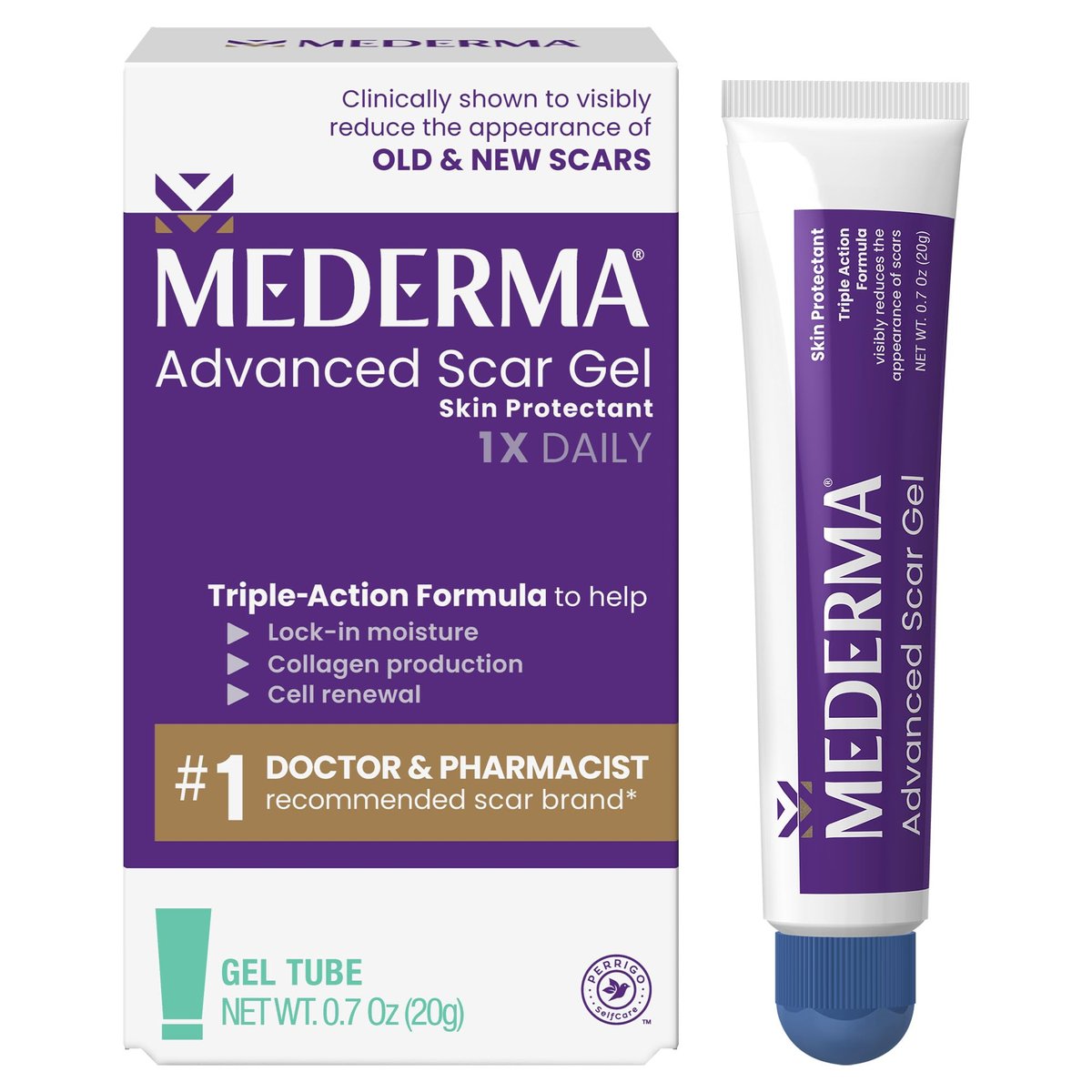 Mederma Advanced Scar Gel – Reduziert das Erscheinungsbild von alten und neuen Narben, Aknenarben, Operationsnarben, Verbrennungen, Verletzungen und Dehnungsstreifen, 20 g