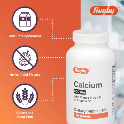 MAJOR Rugby 600 mg Calcium Tabletten mit Vitamin D3 – 150 Tabletten – Nahrungsergänzungsmittel