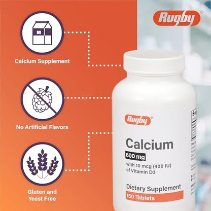 MAJOR Rugby 600 mg Calcium Tabletten mit Vitamin D3 – 150 Tabletten – Nahrungsergänzungsmittel