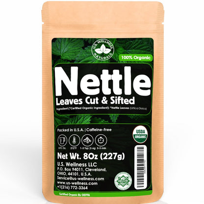 Brennnesseltee - 8Oz (REAL WILD HARVEST) | 100% USDA Bio-zertifiziert | Lose Blätter (Urtica Dioica) Geschnitten & Gesiebt