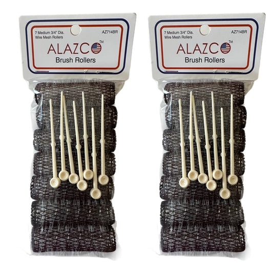 ALAZCO 14-teiliges Vintage-Haarwickler-Set, mittlere Bürstenwickler mit Gitter und Haarnadeln, 2,5" x 3/4", mit flexiblen Sicherheitsnadeln