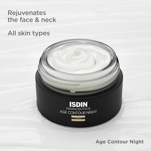 ISDIN Age Contour Nacht-Gesichts- und Halscreme mit Melatonin und Peptiden, 1,8 Unzen