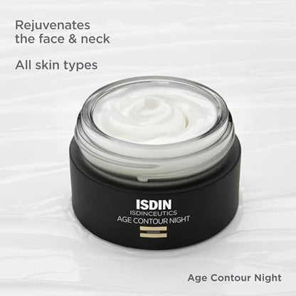 ISDIN Age Contour Nacht-Gesichts- und Halscreme mit Melatonin und Peptiden, 1,8 Unzen