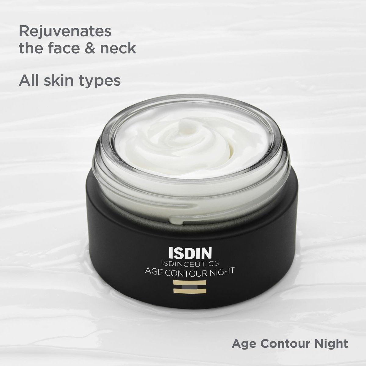ISDIN Age Contour Nacht-Gesichts- und Halscreme mit Melatonin und Peptiden, 1,8 Unzen
