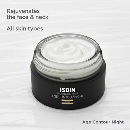 ISDIN Age Contour Nacht-Gesichts- und Halscreme mit Melatonin und Peptiden, 1,8 Unzen