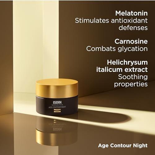 ISDIN Age Contour Nacht-Gesichts- und Halscreme mit Melatonin und Peptiden, 1,8 Unzen