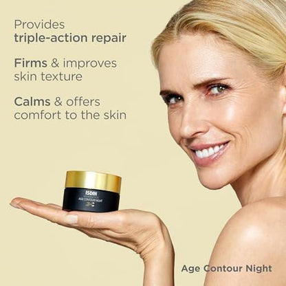 ISDIN Age Contour Nacht-Gesichts- und Halscreme mit Melatonin und Peptiden, 1,8 Unzen