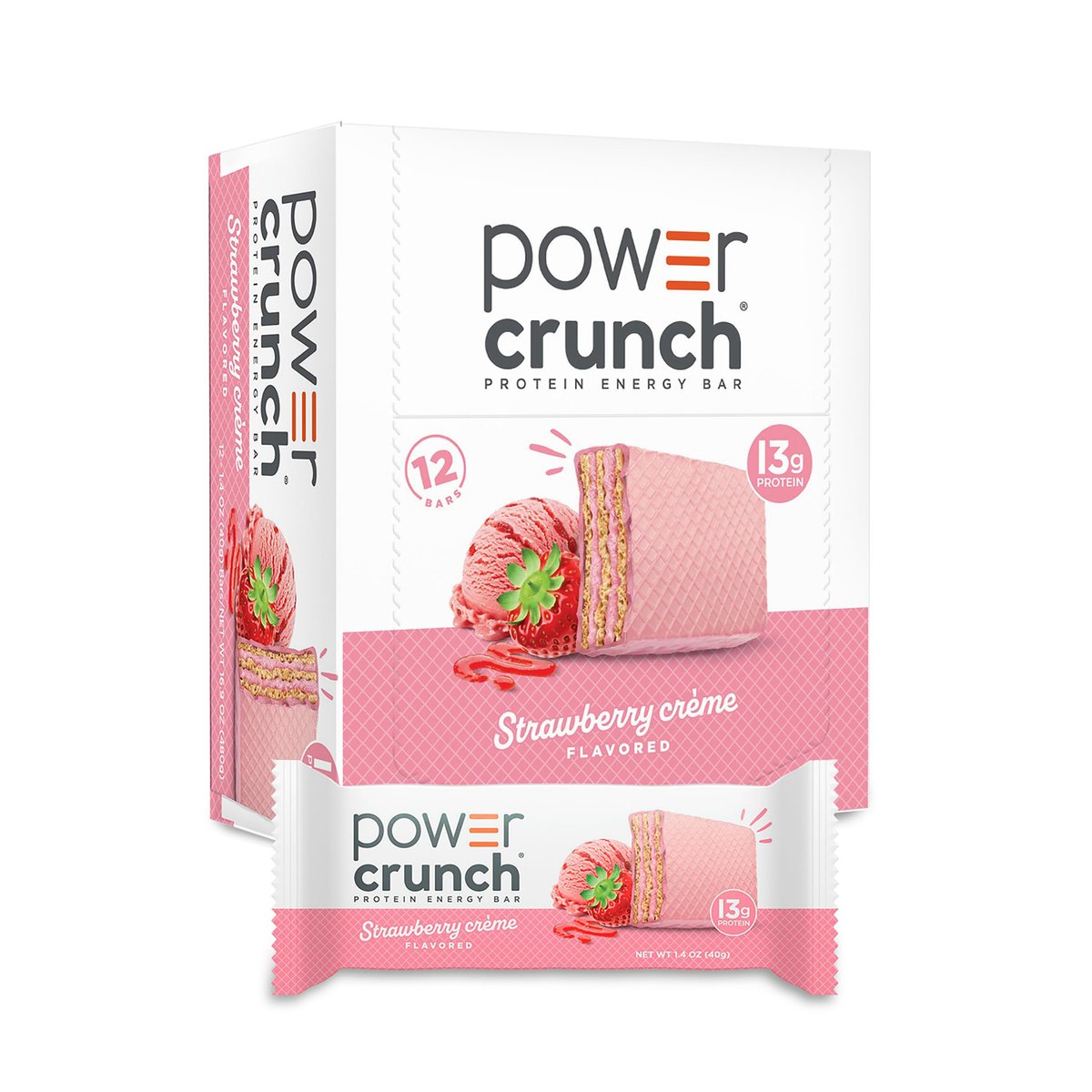 Power Crunch Protein Energy Wafer Bars, Erdbeer-Crème, 1,4 Unzen (12er-Pack)