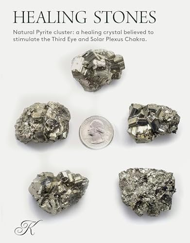 KALIFANO Natürlicher Pyrit-Cluster – Hochwertiger Eisenkies aus Peru mit Heilkräften (Infokarte) – Narrengold-Stein für Reiki, Willenskraft und Manifestation