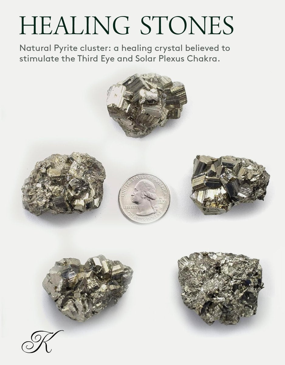 KALIFANO Natürlicher Pyrit-Cluster – Hochwertiger Eisenkies aus Peru mit Heilkräften (Infokarte) – Narrengold-Stein für Reiki, Willenskraft und Manifestation