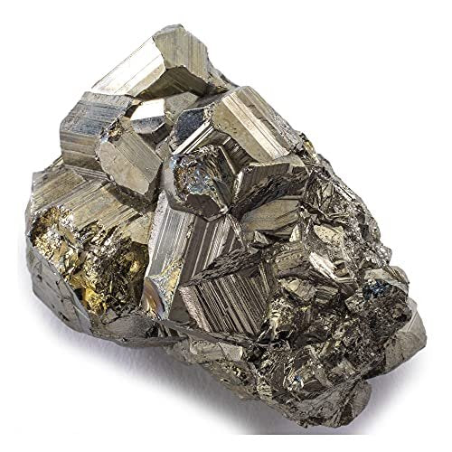 KALIFANO Natürlicher Pyrit-Cluster – Hochwertiger Eisenkies aus Peru mit Heilkräften (Infokarte) – Narrengold-Stein für Reiki, Willenskraft und Manifestation