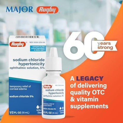 Rugby Natriumchlorid-Hypertonizität Augentropfen 5% - 0,5 Fl. Oz. (1er-Pack) - Alkoholfrei