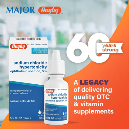 Rugby Natriumchlorid-Hypertonizität Augentropfen 5% - 0,5 Fl. Oz. (1er-Pack) - Alkoholfrei