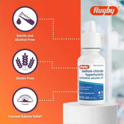 Rugby Natriumchlorid-Hypertonizität Augentropfen 5% - 0,5 Fl. Oz. (1er-Pack) - Alkoholfrei