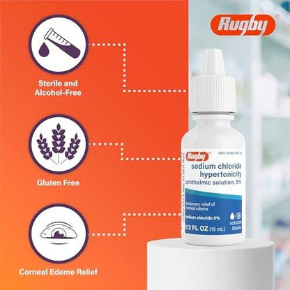 Rugby Natriumchlorid-Hypertonizität Augentropfen 5% - 0,5 Fl. Oz. (1er-Pack) - Alkoholfrei