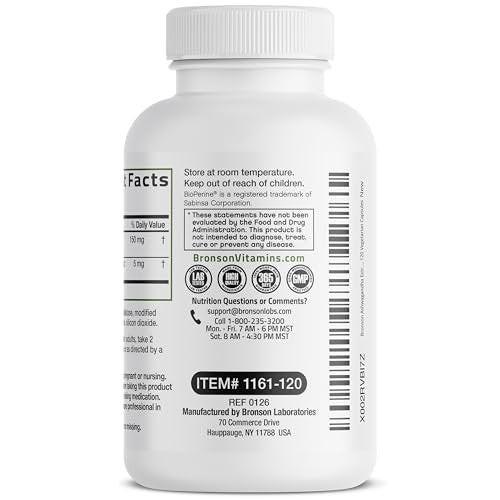 Bronson Ashwagandha Extra Stark – Stress- & Stimmungsunterstützung mit BioPerine – Nicht-GMO Formel, 120 vegane Kapseln