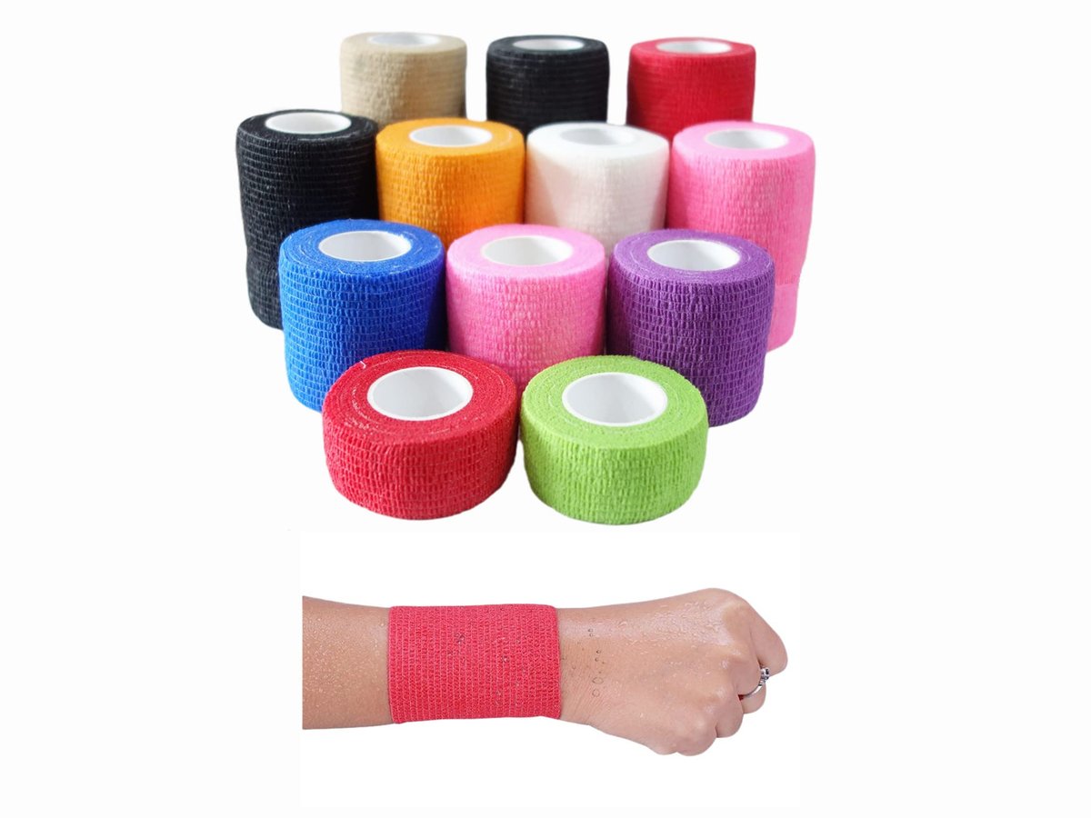 Transun Moo 6er-Pack 2" x 5 Yards Selbstklebende Bandage Wickel, Atmungsaktiv, Kohäsiv, Veterinär-Wrap für Haustiere, Elastisches Selbsthaftband für Sport, Handgelenk, Knöchel (Gemischte Farben)
