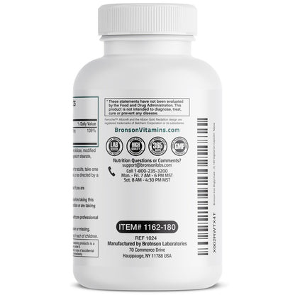 Bronson Eisenbisglycinat 25 mg – Magenfreundlich, unterstützt Energie & gesunde rote Blutkörperchen – nicht verstopfend – Nicht-GVO, 180 Kapseln