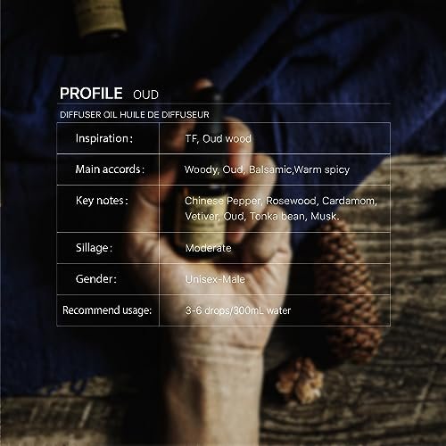 Oud Diffuser Oil – Nischenduft mit chinesischem Pfeffer, Rosenholz, Kardamom, Vetiver, Oud, Tonkabohne und Moschus – Essential Oil Blend für Ultraschallvernebler (10 ml)